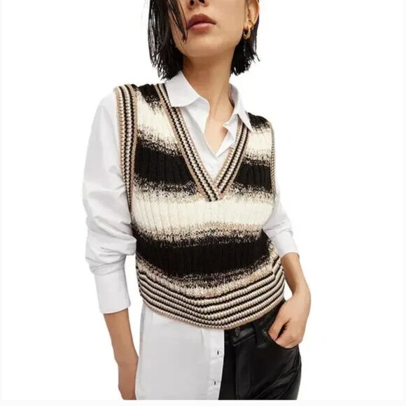 Veronica Beard Black Multi Spear Mixed Media Vest Women's Medium $498 *Flaws - Picture 4 of 15